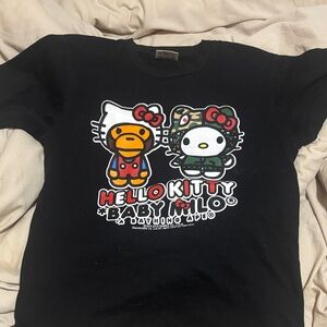 Bape Black Hello Kitty x Baby Milo Tee with Multicolor Graphic